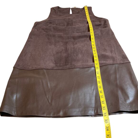 NWT Calvin Klein Faux Suede and Faux Leather Crewneck Shift Dress Size 10 - Picture 13 of 13